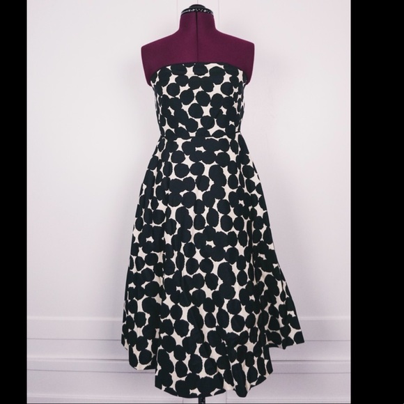 Black & Cream Polka Dot Strapless J.Crew Dress - Picture 1 of 2